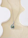 wholesale 925 Sterling Silver Green Moss Agate Teardrop Pendant Necklace for Women - Nature Inspired s-0-2