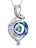wholesale Sterling Silver Emerald Infinity Moon Star Necklace Wholesale - May Birthstone Jewelry for Women, I Love You to the Moon and Back Engraved Pendant, 18 Chain with Extender, Hypoallergenic Gift for Her-0-0