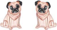 wholesale 925 Sterling Silver Rose Gold Pug Dog Stud Earrings for Women - Pet Lover Gift Ideas-Pug