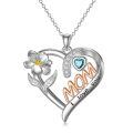 TOUPOP Sterling Silver Mom Birthflower Necklace For Women-0-0