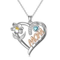 TOUPOP Sterling Silver Mom Birthflower Necklace For Women-undefined