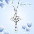 wholesale 14K Gold Celtic Knot Cross Infinity Heart Love Pendant Necklace for Women Girls  (Silver)-0-1