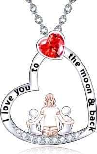 wholesale  Sterling Silver Crystal Necklace Gift for Mom 1 4 Daughters Sons -Mom and Two Daughters or Sons