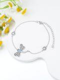 wholesale 925 Sterling Silver Dragonfly Bracelet With Blue Crystal And Delicate Chain Design-0-4