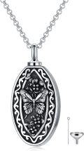 wholesale 925 Sterling Silver Butterfly & Pinecone Cremation Keepsake Pendant with Funnel and Chain-0-0
