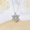 wholesale 925 Sterling Silver Mermaid Pendant Necklace with Blue Stone and Cubic Zirconia for Women Girls Gift-0-2