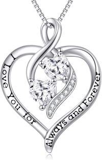 wholesale 925 Sterling Silver Forever Love Heart Birthstone Necklace for Women-Sliver-04-Apr Birthstone Necklace