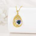 wholesale Sterling Silver Yellow Gold Plated Gemstone Tree of Life Pendant Necklace-0-7