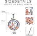 wholesale 925 Sterling Silver Crystal Rose Flower Sisters Circle Pendant Necklace-0-3