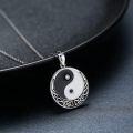 wholesale 925 Sterling Silver Yin Yang Pendant Necklace with Black Onyx and White Enamel Design for Men & Women-0-1