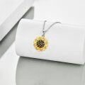 wholesale 925 Sterling Silver Black Gold Plated Sunflower Pendant Necklaces for Women - You Are My Sunshine Gift Ideas-0-3