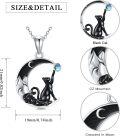 wholesale 925 Sterling Silver Moon & Black Cat Necklace with Blue Stone and Crystal Pendant-0-6