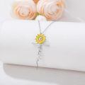 wholesale 925 Sterling Silver Sunflower Cross Pendant Necklace for Women Girls-0-1