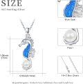 wholesale 925 Sterling Silver Blue Opal Seahorse Pearl Pendant Necklace Gifts for Women and Moms-0-2