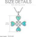 wholesale 925 Sterling Silver Heart-Shaped Green Opal Pendant Necklace with Triquetra Design-0-3