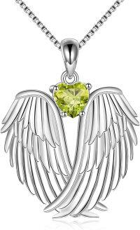 wholesale Sterling Silver Birthstone Angel Wings Pendant Necklace-August wings