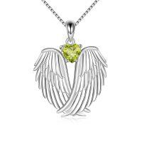 wholesale 925 Sterling Silver Wings Heart Pendant Necklace-August wings