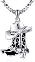 wholesale 925 Sterling Silver Western Cowboy Boot & Hat with Gun and Cow Tag Charm Necklace Pendant for Women Men-0-0