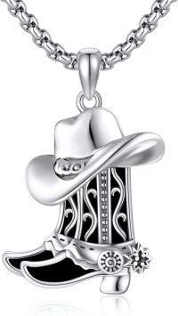 wholesale 925 Sterling Silver Western Cowboy Boot & Hat with Gun and Cow Tag Charm Necklace Pendant for Women Men-boot 2