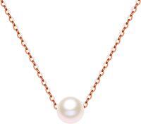 wholesale 14K Gold Chain with Freshwater Pearl Pendant (8mm) - Elegant Minimalist Design-Rose Gold