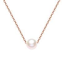 wholesale 14k White Gold Simple Freshwater Pearl Necklace-Rose Gold