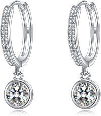 wholesale 925 Sterling Silver with Cubic Zirconia and Cubic Zirconia Cut Design Hoop Earrings for Women-Bezel Set