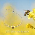 wholesale 925 Sterling Silver Bee & Flower Charm Adjustable Bracelet for Women Girls - Cute -0-5