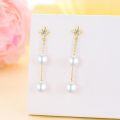 wholesale 14K Gold Freshwater Pearl Star Drop Earrings for Women-0-3