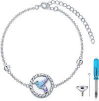 wholesale  Sterling Silver Sunflower Cremation Jewelry Urn Bracelet for Ashes Keepsake -Hummingbird