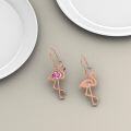 wholesale 925 Sterling Silver Plating Rose Gold Flamingo Crystal Drop Earrings - Gifts for Her-0-2