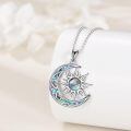 wholesale 925 Sterling Silver Sun & Moon Pendant with Blue and White Opals Labradorite Stone - Perfect Gift for Teenage Girls-0-9