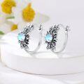wholesale  Sterling Silver Moonstone Retro Sunflower Rose Feather Cross Butterfly Hoop Earrings for Women Gifts -0-15