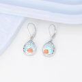 wholesale 925 Sterling Silver Blue Moonstone Rose Filigree Drop Earrings for Women Gift Idea-0-1