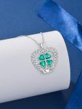 wholesale 925 Sterling Silver Celtic Knot Green Clovers Pendant Necklace Luck Charm Jewelry for Women Girls Gifts-0-3