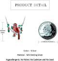 wholesale 925 Sterling Silver Red Cardinal Bird Branches Pendant Necklace for Women Girls Gifts Jewelry 45cm Chain Length-0-5