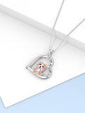 wholesale 925 Sterling Silver Corgi Dog Heart Pendant Necklace with Cubic Zirconia and Engraved Message I Love You Forever for Women-0-6