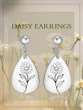 wholesale Sterling Silver Floral Teardrop Earrings w Birth Flower Engraved Gift for Women-0-42