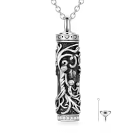 TOUPOP Sterling Silver Tree Of Life Cylinder Cremation Jewelry For Ashes-undefined