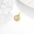wholesale 10K Golden 10K Gold Moonstone Star Pendant Necklace for Women's Gifts-0-3