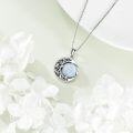 wholesale 925 Sterling Silver Opal Crescent Moon Filigree Pendant Necklace for Women-0-3