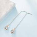 wholesale 925 Sterling Silver CZ Teardrop Chain Threader Drop Dangle Earrings for Women Girls-0-8