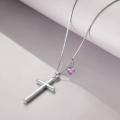 wholesale 925 Sterling Silver Cross Pendant With Blue Opal And Philippians Inscription-0-9