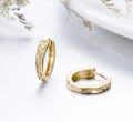 wholesale 14K Gold Faceted Hoop Earrings - 3D Diamond Cut Design-0-3