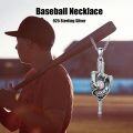 wholesale 925 Sterling Silver Baseball Glove and Ball Pendant Necklace  for Men Women-0-4