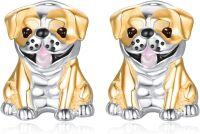 wholesale 925 Sterling Silver Gold Plated Puppy Stud Earrings for Women - Dog Lover Gift-Bulldog-Gold