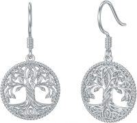 wholesale 925 Sterling Silver Celtic Knot Tree of Life Lotus Drop Earrings-Celtic Style-4