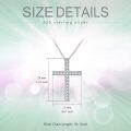 wholesale White Gold Plated 925 Sterling Silver Cubic Zirconia Cross Pendant Necklace for Women Girls  - Length: Adjustable from 46cm to 73cm (18~29)-0-3
