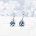 wholesale 925 Sterling Silver Abalone Shell Blue Orchid Drop Earring Set for Women Gifts-0-4