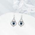 wholesale 925 Sterling Silver Owl Teardrop Dangle Earrings with Blue Crystal for Women Gothic  4cm Long-0-2