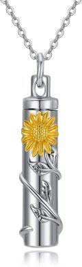 wholesale 925 Sterling Silver Sunflower Cremation Urn Pendant Necklace for Ashes Memory Keepsake s for Women-0-0